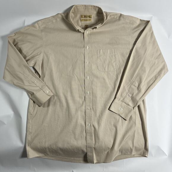 Roundtree & Yorke Other - Roundtree & Yorke Gold Label Non-Iron Cotton Check Dress Shirt Beige 17 36 Tall